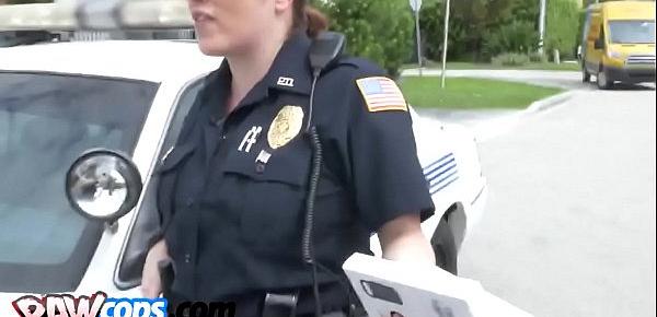  Naughty cops sharing long black schlong in truck